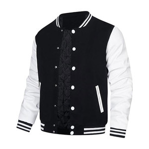 Mens <b>Varsity</b> <b>Jacket</b> Faux Leather Sleeve Letterman Boys College Baseball <b>Jacket</b> Casual Streetwear Fashion <b>Jacket</b> Cotton - Product Image 4