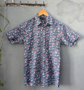 เสื้อเชิ้ตแขนสั้นพิมพ์ลายดอกไม้สำหรับผู้ชาย ปกคอพับ ผ้าฝ้ายระบายอากาศ สไตล์ฤดูร้อน - Product Image 6