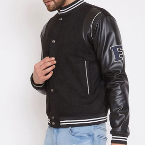 Chaqueta Varsity de Lana, Informal, Estilo Universitario, Nueva, Diseño Personalizado, con Letras Bordadas y Mangas de Cuero Genuino - Product Image 3