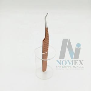 Pince à épiler enduite de poudre brune pour cils Pince à épiler à 45 degrés et pince à épiler à 90 degrés Points polis Outils de cils de qualité supérieure - Product Image 5