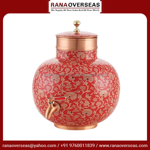 Qualité supérieure en gros imprimé émail motif floral cuivre réservoir d'eau ayurvédique avantages pour la santé pot en cuivre à bas prix - Product Image 3