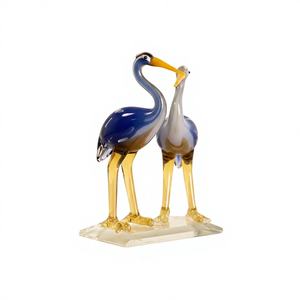 Figurine artisanale en verre d'un couple d'oiseaux amoureux, cadeau romantique pour la Saint-Valentin, décoration d'intérieur - Product Image 1