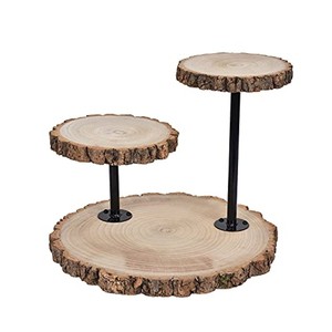Oak <b>Wood</b> 3-Tier Cake Stand Wholesale | Handcrafted Wooden Display Riser - Product Image 1