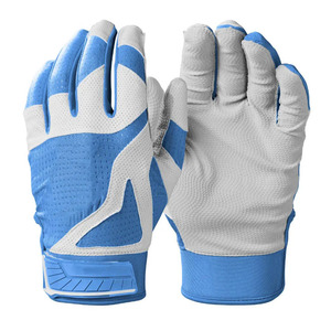 Guantes de Bateo Azules y Blancos, Transpirables, de Cuero Sintético, con Cierre de Gancho y Bucle Ambidextro, para Entrenamiento - Product Image 1