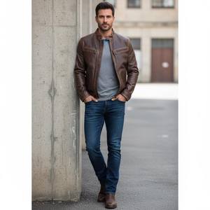 Vestes en cuir de vachette véritable de haute qualité pour hommes, vestes décontractées d'hiver pour temps froid, douces pour toutes les saisons, confortables - Product Image 4