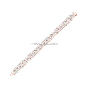Bracelet de mariage luxueux et large avec diamant de laboratoire, bijoux de mariée en cristal tendance, bracelet en or 10K/14K/18K - Product Image 3