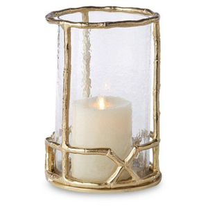 <b>Hurricane</b> Candleholder Clear Glass with Brass Base Heat Resistant Home Decoration <b>Lantern</b> Metal Votive Stand Designer Stand - Product Image 3