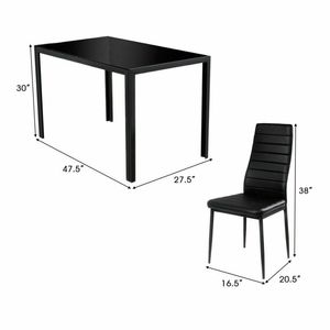 Juego de Comedor de 5 Piezas con Estructura Metálica y Cubierta de Vidrio, Elegante Juego de Comedor - Product Image 4