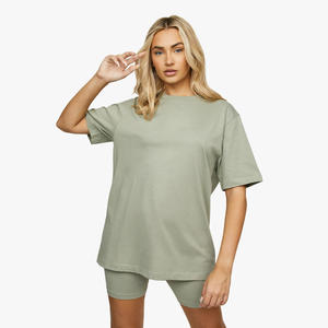 T-shirt surdimensionné à manches courtes pour femme, 100 % coton de haute qualité, imprimé sur mesure, coupe ample, épais, idéal pour l'été - Product Image 1