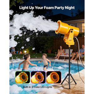 <b>Amusement</b> <b>Machine</b> Accessories Auto Oscillation Foam Cannon Party <b>Machine</b> with 3-Color LED Lights and Triangular Structure - Product Image 4
