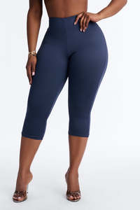 Leggings cortos de cintura alta, color sólido, tejido elástico, para mujer, talla grande, ropa informal, leggings de yoga para mujer - Product Image 4