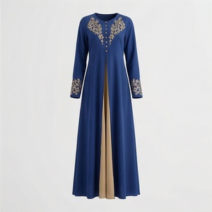 Abaya moderne à ouverture frontale, nouveau design, ensemble 2 pièces avec hijab, robe de prière musulmane pour femme, couleur personnalisable - Product Image 1