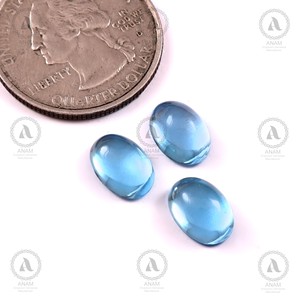Topacio azul suizo natural ovalado de 10*7 mm, cabujón, topacio suelto de alta calidad, color azul, para la fabricación de joyas, piedra preciosa pulida. - Product Image 3