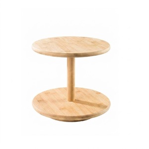 Rustic 2 Tier Wooden Cake Stand With Beaded <b>Edge</b> and Metal Handle Handcrafted Mango Wood Two-Tiered Serving Tray For Wedding - Product Image 5