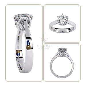 Bague en or massif avec diamant taille brillant rond, diamants CVD cultivés en laboratoire et or massif 9K, directement du fabricant en Inde. - Product Image 2