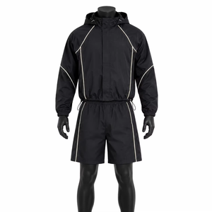 Ensemble coupe-vent et short réfléchissant noir pour homme, léger, pour course en extérieur, vêtements de sport, fabricant OEM - Product Image 1
