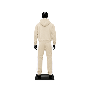 Conjunto Deportivo Personalizado con Sudadera con Capucha y Pantalones Jogger Estampados en Color Beige para Hombre, Ropa Deportiva Casual al por Mayor - Product Image 2
