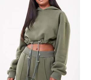 Sudadera corta con capucha para mujer, moderna y a la moda, de manga larga, tela suave y transpirable, estilo urbano. - Product Image 5