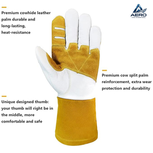 Guantes de Soldadura Resistentes al Calor, de Alto Rendimiento, Color Amarillo/Blanco en Contraste, Nueva Llegada, Palma Reforzada, Precio al por Mayor - Product Image 2