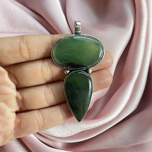 Collar con colgante de piedras preciosas serpentinas, cadena de plata de ley 925 hecha a mano, joyería de lujo, regalo elegante para mujeres - Product Image 5