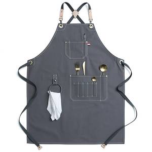 Delantal de Lona Profesional para Barista, con Logotipo Personalizado, Correa de Cuero Ajustable, Uniforme para Trabajadores de Cafetería, Servidor de Cafetería, Funcional - Product Image 3