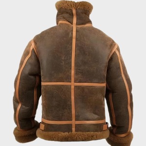 Blouson aviateur vintage en peau de mouton B-3 pour homme, marron vieilli - Product Image 4