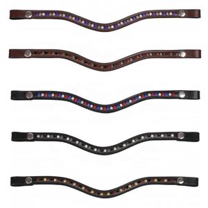 Banda de cejas de caballo de cuero acolchado de calidad personalizada Diseño de curva de diamante de patente cómoda Excelente frotamiento de caballo internacional - Product Image 2
