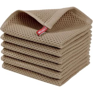 Paños de Cocina 100% Algodón con Tejido Waffle, Ultra Suaves, Absorbentes y de Secado Rápido, 12 x 12 Pulgadas, Paquete de 6 Toallas Color Bronceado - Product Image 1
