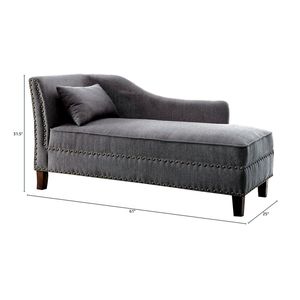 Chaise Longue in Tessuto Grigio con Finiture Decorative e Cuscino Morbido per il Comfort, Arredamento per Soggiorno - Product Image 6