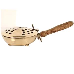 กระถางธูปทองเหลืองทำด้วยมือพร้อมด้ามไม้สำหรับบ้านบูชาและเป็นของขวัญของตกแต่งบ้าน - Product Image 1