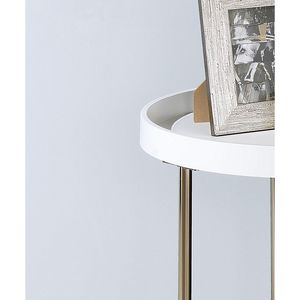 21.75\" Mid Century Edie Side <b>Table</b> White with <b>Copper</b> Legs Lipped Edge Coffee <b>Tables</b> - Product Image 5