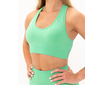 Conjunto Deportivo para Mujer, Color Verde Menta, Cintura Alta, Top Deportivo, Pantalones Cortos Tipo Ciclista, Transpirable, Ligero, Ropa de Gimnasia, Primavera Verano - Product Image 5