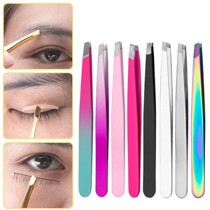 Kit de Belleza de Lujo de 5 Piezas de Acero Inoxidable Premium, Pinzas para Cejas Hechas a Mano con Punta Inclinada, Duraderas y Ecológicas - Product Image 2