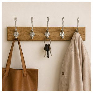 Handmade Solid Wood Wall Mounted Coat <b>Rack</b> with 5 Elegant Swan Design Hooks Entryway Organizer for Coats Hats and Bags - Product Image 4