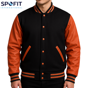 แจ็คเก็ตวาร์ซิตี้คุณภาพดีที่สุดขายส่ง สไตล์เท่ห์ ทรงโอเวอร์ไซส์ ระบายอากาศได้ดี รับทำโลโก้ตามสั่ง บริการ OEM แจ็คเก็ตเลตเตอร์แมนสำหรับผู้ชาย - Product Image 4