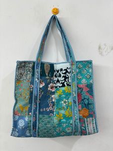 Bolsa de Mano Grande Acolchada de Algodón, Reversible, Ecológica, para Uso Diario, Estilo Jhola, Elegante, para Dama, Material de Algodón - Product Image 2