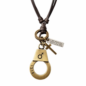 Freedom Cuff Titanium Steel Pendant with Adjustable Leather <b>Rope</b> for Men - Product Image 3