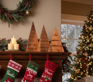 Décoration de Noël en bois moderne, écologique et faite à la main, taille personnalisable, cadeau de déménagement pour la décoration des fêtes - Product Image 2