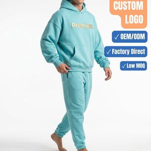 Ensemble de survêtement en coton 380 GSM avec logo personnalisé OEM ODM, fabricant de sweats à capuche et de pantalons de survêtement - Product Image 2