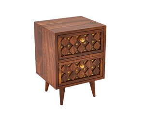 Mesa Auxiliar de Madera de Estilo Moderno de Mediados de Siglo |   Mesa de Noche para Hotel con 2 Cajones | Muebles de Madera al por Mayor B2B |   Exportación de Muebles de Jodhpur - Product Image 4