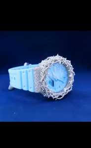 Reloj de Pulsera para Mujer con Incrustaciones de Diamantes Moissanite en Tono Oro Rosa, Caja de Acero Inoxidable, Analógico Digital, Correa Blanca de 20 mm, Estilo Elegante para Fiestas - Product Image 3