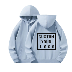 เสื้อฮู้ดดี้ผู้ชาย พิมพ์ลายปักโลโก้ตามสั่ง คุณภาพสูง ผ้าฝ้าย 100% ขนาดสั่งทำได้ ไซส์ใหญ่พิเศษ เสื้อฮู้ดดี้เรียบง่าย สวมใส่สบายๆ อยู่บ้าน - Product Image 1