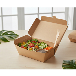 Indian Dealer of Disposable & Recyclable Kraft Paper Rectangle Biodegradable Disposable Food Packaging <b>Box</b> for Meal Delivery - Product Image 1