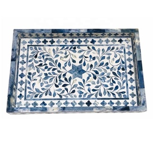 Bandeja Rectangular moderna con incrustaciones de hueso con asa, marco decorativo para sala de estar, cocina, mesa de centro, patrón elegante para decoración del hogar - Product Image 4