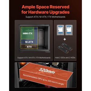 Boîtier de jeu PC de taille moyenne modèle D0100XUY9TV avec 3 ventilateurs ARGB de 120 mm, compatible avec les cartes mères ATX pour les utilisateurs d'ordinateurs - Product Image 4