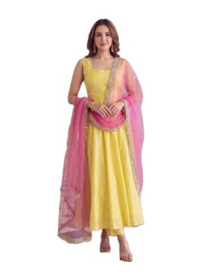 Vestido Salwar Kameez Anarkali de Seda con Bordado, Traje Tradicional Indio para Bodas y Fiestas, Largo hasta el Suelo, para Todas las Temporadas - Product Image 2