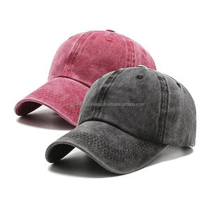 Casquette de papa avec logo brodé personnalisé haut chapeau ajusté style baseball classique à 5 panneaux en jersey de coton imperméable incurvé lavé en détresse - Product Image 2