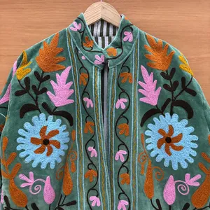 Chaqueta Bohemia de Algodón y Terciopelo con Bordado Suzani, Estilo Indio, Unisex, para Mujer, Otoño-Invierno, Manga Larga, Resistente al Viento, Transpirable, Venta al Por Mayor - Product Image 6