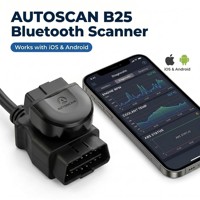 Escáner OBD2 Bluetooth AUTOSCAN B25 ELM327, Herramienta de Diagnóstico para Auto, Comprobación Completa del Sistema de Motor, ABS y Bolsas de Aire para iOS y Android