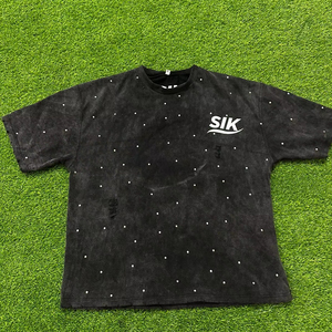 Camiseta de Manga Corta Extra Grande, 100% Algodón, 220 g/m², con Logotipo Personalizado en la Parte Delantera, Lavado Ácido, Tejido de Punto, Impresión Personalizada - Product Image 1